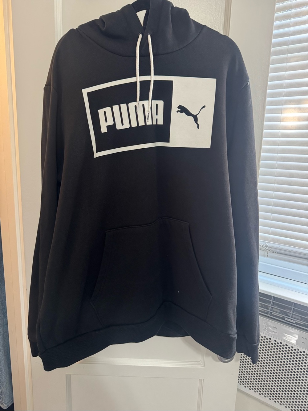 Puma Black Hoodie with White Logo Panel